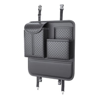 JFBONIN  Quilted Car Seat Back Organizer Storage Bag High Capacity Multi Pocket Tissue Box Holder Automotive System