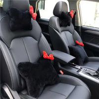 Cute Bowknot Car Headrest Neck Pillow Universal Plush Seat Belt Shoulder Pad Car Accessories Interior For Women