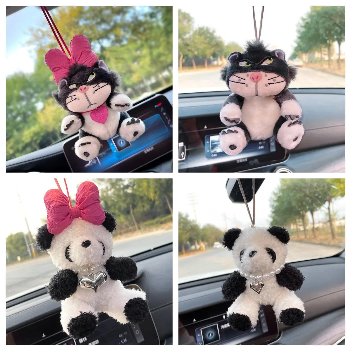 New Cute Lucy Cat Car Pendant Rearview Mirror Pendant Bag Pendant Panda Home Ornaments Kawaii Car Accessories Interior Decorati