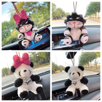New Cute Lucy Cat Car Pendant Rearview Mirror Pendant Bag Pendant Panda Home Ornaments Kawaii Car Accessories Interior Decorati
