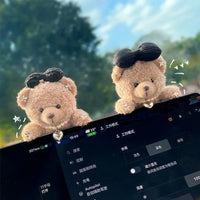 Car Decoration Interior Decoration Bear Screen Ornaments Plush Cartoon Cute Bear Car Center Console Decoration