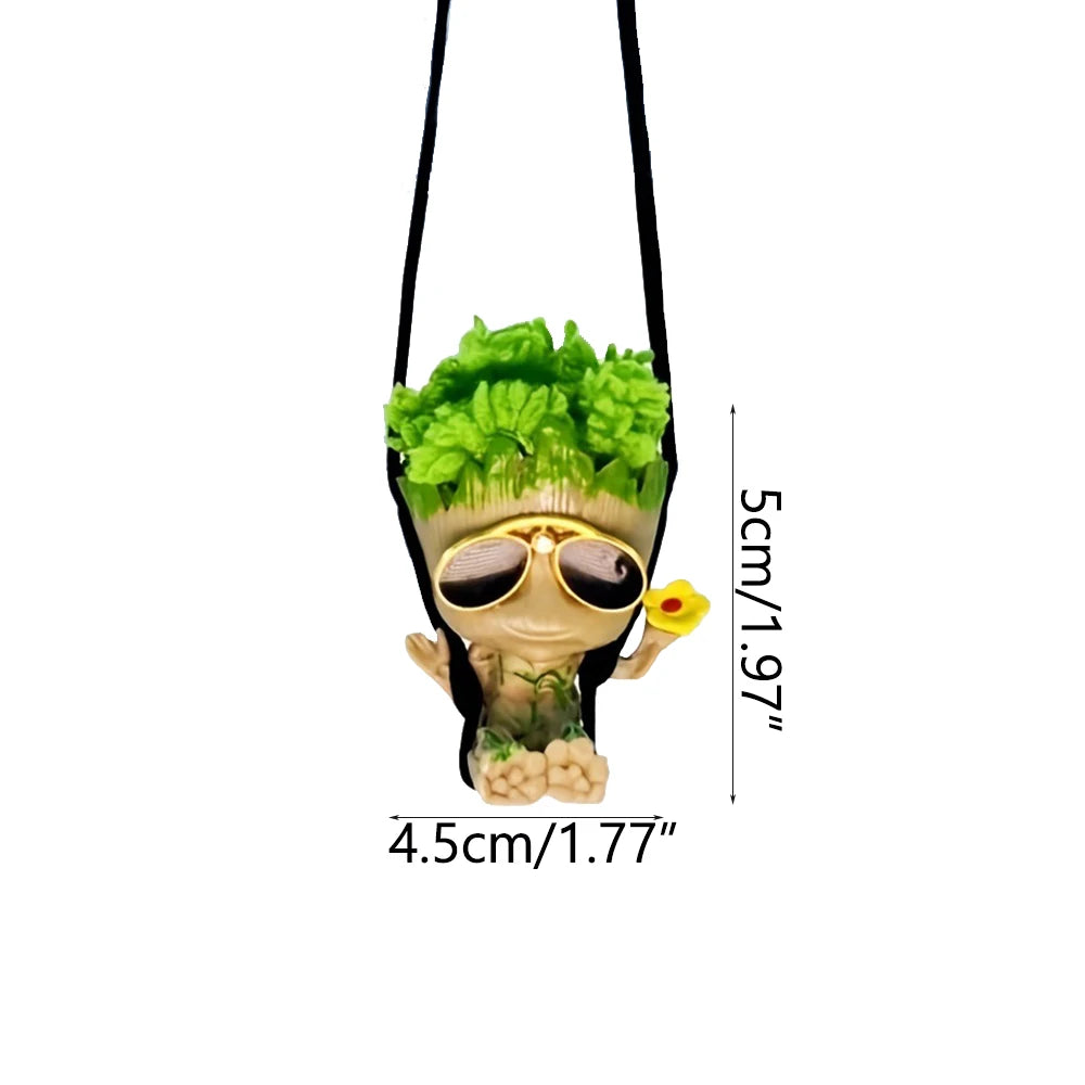 Car Rearview Mirror Decoration Pendant Miniature Model Groot Ornament Cartoon Swing Tree Man Figurine Home Decor Kids Gifts