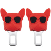 2PCS Head Dog Seat Belt Clip Bulldog Warning Sound Fixing Clip Safety Belt Buckle Clip for Tesla