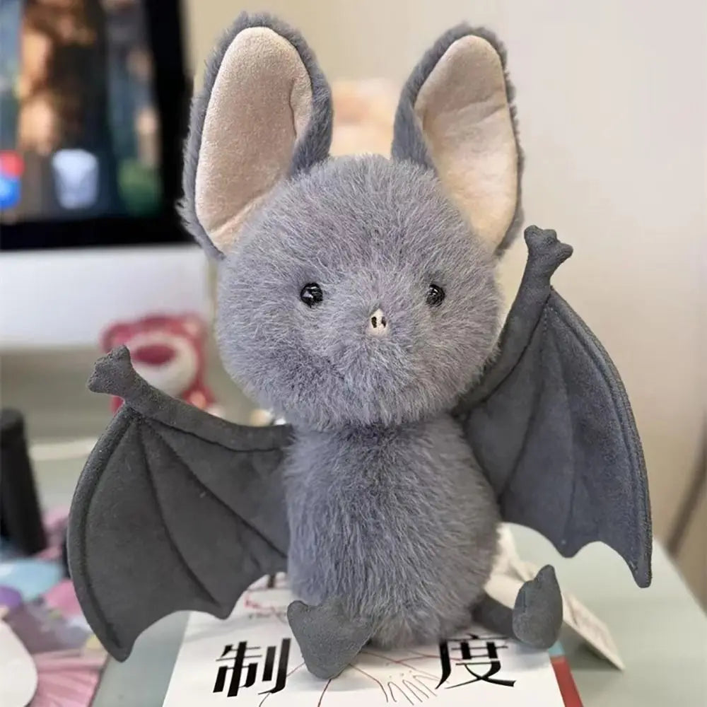 Kartoon 22cm Bat Cartoon Funny Design Bat Plushies Soft Stuffed Grey Bat Stuffed Animal Car Decoration