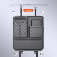 JFBONIN  Quilted Car Seat Back Organizer Storage Bag High Capacity Multi Pocket Tissue Box Holder Automotive System