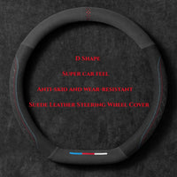 Car Steering Wheel Cover Wrap Suede Leather Breathable Anti Slip Universal 37-38cm Steering Covers Decoration Car Accessories