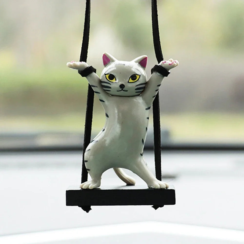 Car Pendant Creative Cute Swing Branch Cat Rearview Mirror Pendant Car Interior Hanging Decoration Auto Interior Accessories
