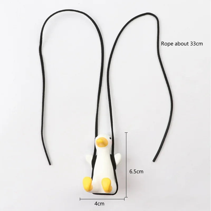 Gypsum Cute Anime Car Accessory Swing Duck Pendant Auto Rearview Mirror Ornaments Birthday Gift Couple Accessories