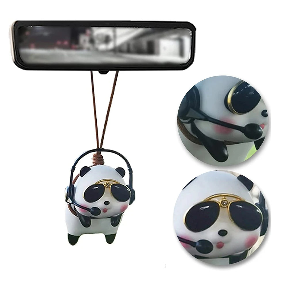 Car Interior Decoration Creative Anime Panda Pendant Ornament Swinging Doll Auto Rearview Mirror Pendant Car Accessories Gift