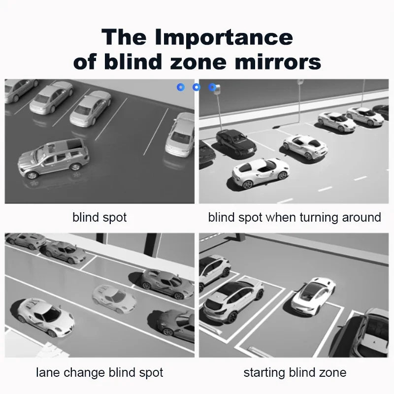 SEAMETAL 2pcs Car Rearview Mirrors 360 Degree Adjustable Blind Spot Mirror HD Frameless Wide-angle Rearview Auxiliary Mirrors
