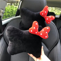 Cute Bowknot Car Headrest Neck Pillow Universal Plush Seat Belt Shoulder Pad Car Accessories Interior For Women