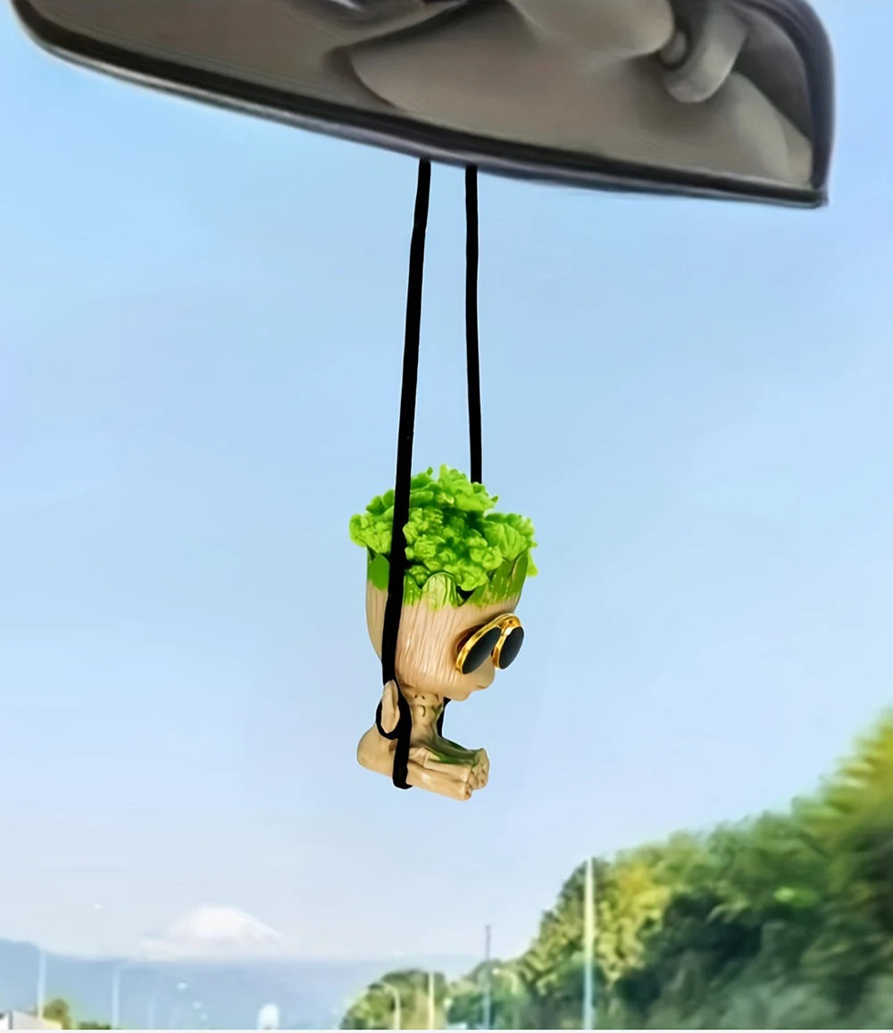 Car Rearview Mirror Decoration Pendant Miniature Model Groot Ornament Cartoon Swing Tree Man Figurine Home Decor Kids Gifts