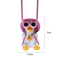 Cute Pink Anime Duck Swing Car Pendant - Rearview Mirror Hanging Ornament with Swinging Motion, Women's Interior Decoration