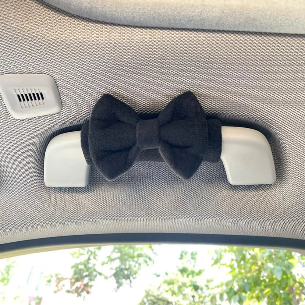 Cute Bowknot Car Roof Handle Cover Auto Interior Handrail Protector Decor Cover Universal Vehicle Accessories