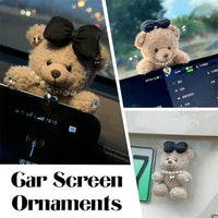Car Decoration Interior Decoration Bear Screen Ornaments Plush Cartoon Cute Bear Car Center Console Decoration