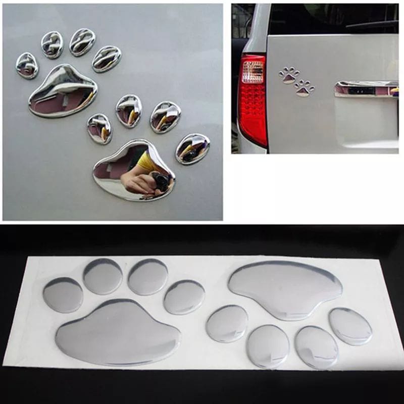 Pegatina Pet Huella Gold Silver 3D