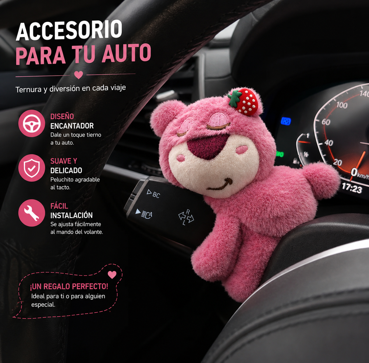 Adorno Peluche para Palanca de Auto – Diseño Tierno