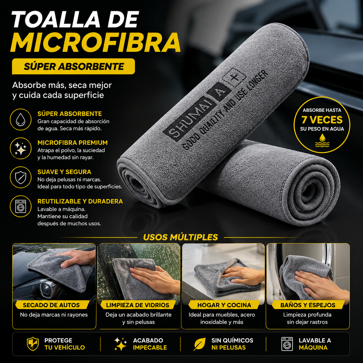 Toalla Lavado Automático Microfibra