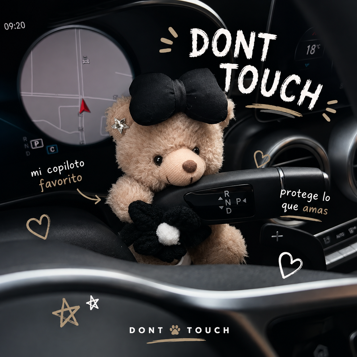 Adorno Peluche para Palanca de Auto – Diseño Tierno